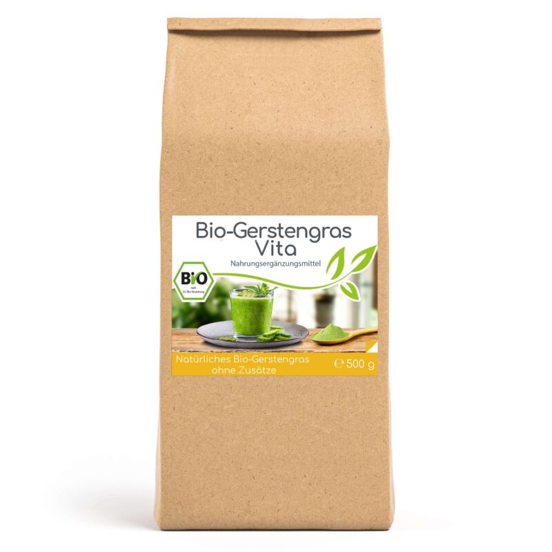 Bio Gerstengras Vita – 500g Pulver im Vorratsbeutel