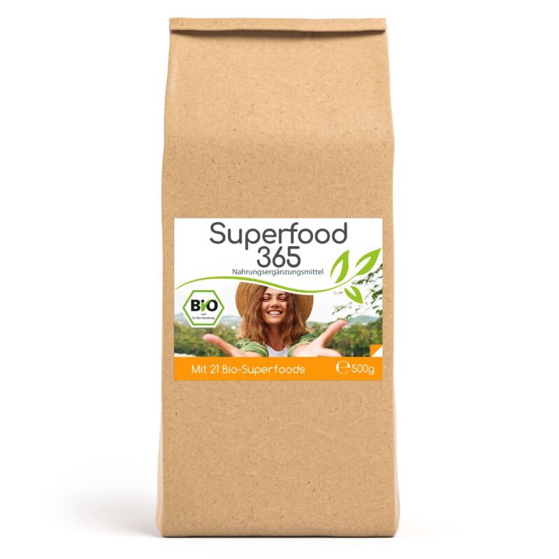 Superfood 365 Bio Pulver mit 21 Bio-Superfoods – 500g