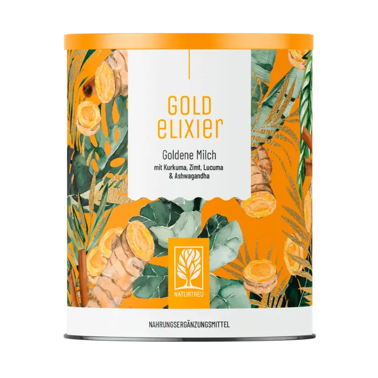 Goldelixier: Goldene Milch mit Kurkuma, Zimt, Lucuma & Ashwagandha – 1 Dose
