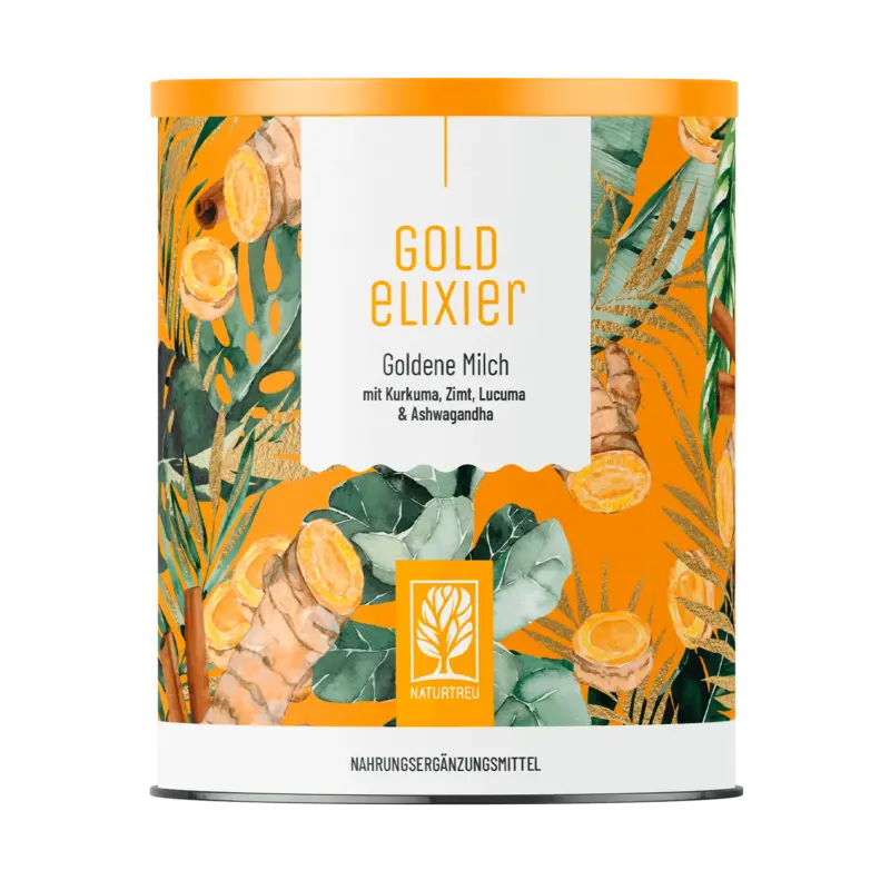 Goldelixier: Goldene Milch mit Kurkuma, Zimt, Lucuma & Ashwagandha – 1 Dose