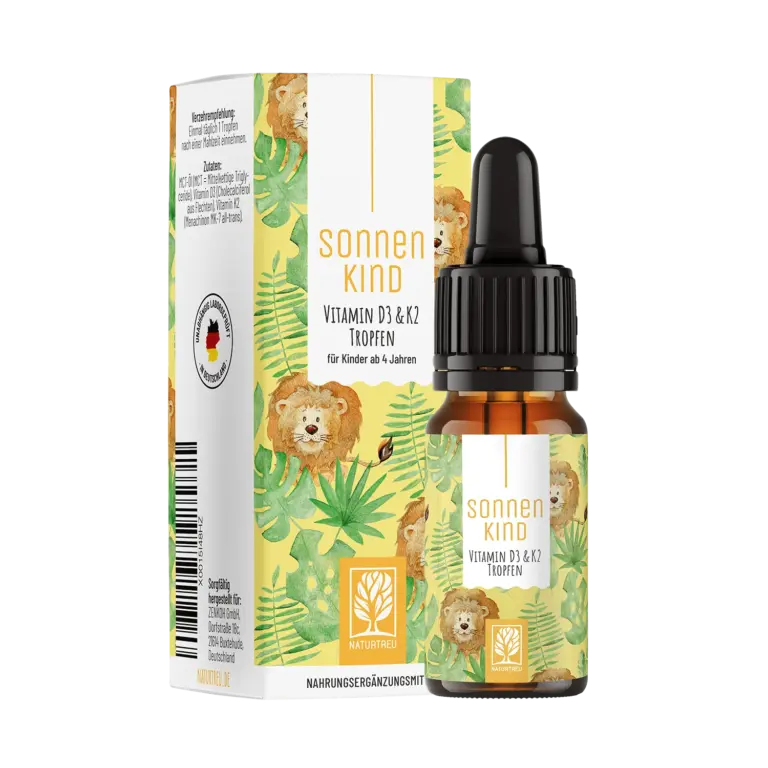 Sonnenkind: Vitamin D3 & K2 Tropfen für Kinder ab 4 (500 I.E.) – 1 Flasche