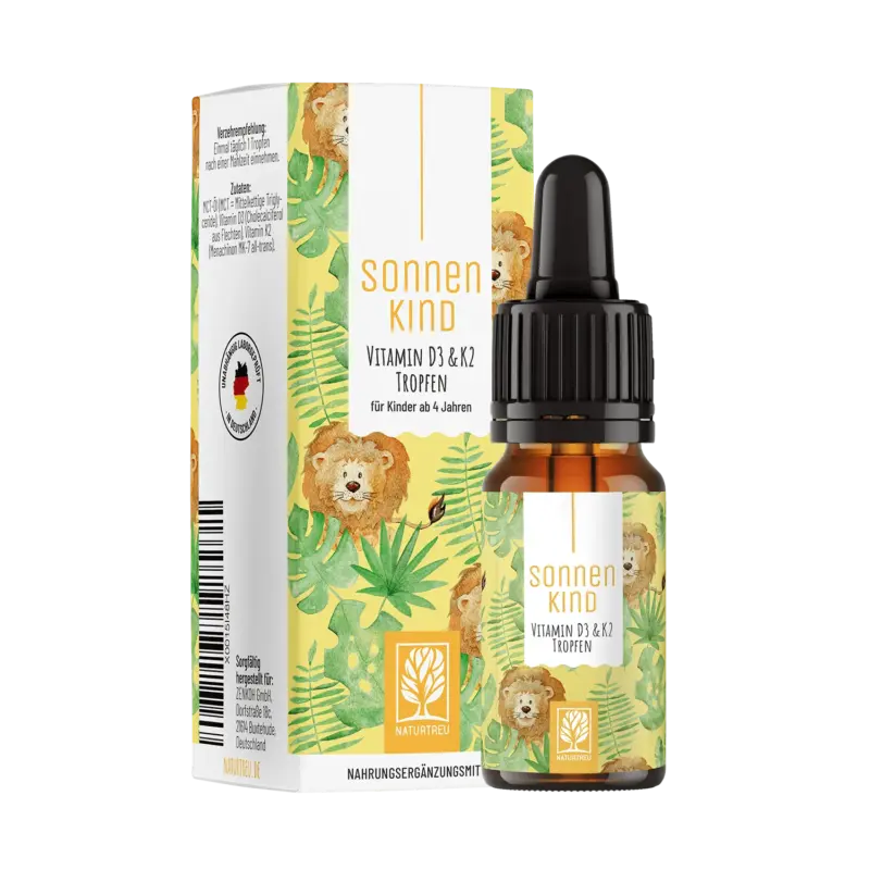 Sonnenkind: Vitamin D3 & K2 Tropfen für Kinder ab 4 (500 I.E.) – 1 Flasche