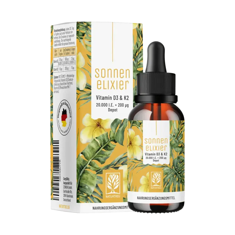 Vitamin D3 & K2 Tropfen Depot für Erwachsene (20.000 I.E.) – Sonnenelixier – 1 Flasche